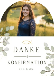 Foto-Dankeskarte Bogen Konfirmation Eukalyptusblätter