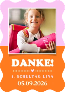 Foto-Dankeskarte Einschulung Colourblocking Wellenform