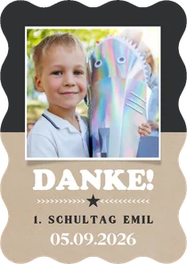 Foto-Dankeskarte Einschulung Wellenform & Kraftlook 