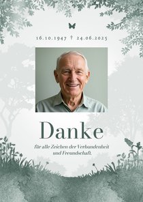 Foto-Dankeskarte Friedwald Aquarell Trauerkarte 
