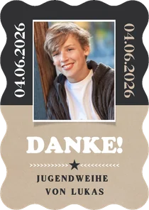 Foto-Dankeskarte Jugendweihe Wellenrand Kraftlook & Schwarz