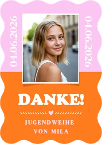 Foto-Dankeskarte Wellenrand Jugenweihe Colorblocking