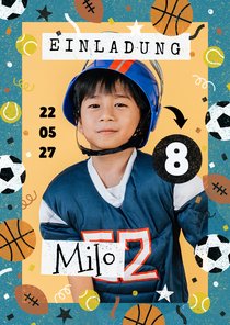 Foto-Einladung 8. Kindergeburtstag Ballsport