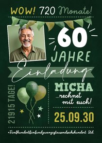 Foto-Einladung Geburtstag Grüntöne Jahre, Monate, Tage 