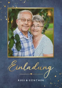 Foto-Einladung goldene Hochzeit Goldakzente