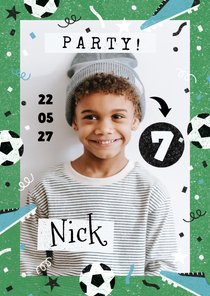 Foto-Einladung Kindergeburtstag Fußball 7 Jahre