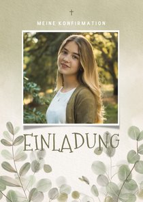 Foto-Einladung Konfirmation Eukalyptus Aquarell