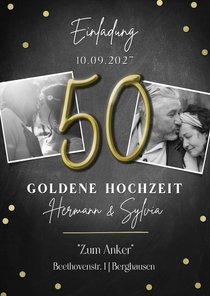 Foto-Einladungskarte goldene Hochzeit