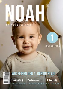 Foto-Einladungskarte Zeitschrift 1. Kindergeburtstag 