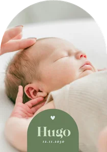 Foto-Geburtskarte Bogen grafisch grün kleines Herz