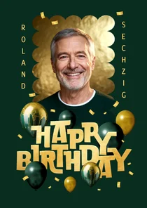 Foto-Glückwunschkarte 60. Geburtstag Konfetti Balonnen