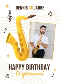 Foto-Glückwunschkarte Geburtstag Saxofon
