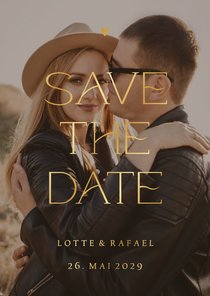 Foto-Hochzeitskarte Save-the-Date Goldschrift