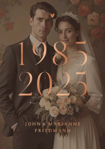 Foto-Jubiläumskarte Einladung Hochzeitstag 40 Jahre Kupfer