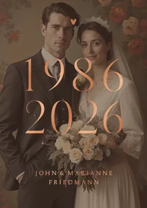 Foto-Jubiläumskarte Einladung Hochzeitstag 40 Jahre Kupfer