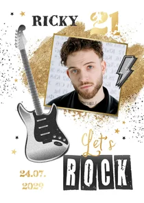 Foto-Karte Geburtstagseinladung Rock Musik Gitarre