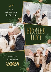 Foto-Karte Weihnachtsgrüße Tannenzweige Tannenzapfen