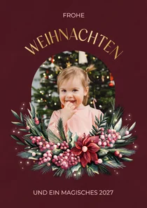 Foto-Weihnachtsgrußkarte weihnachtliches Blumengesteck