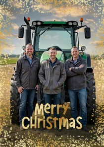Foto-Weihnachtskarte Goldrand Landwirtschaft Merry Christmas