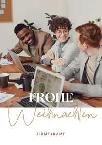 Foto-Weihnachtskarte modern schlicht Schrift in beige