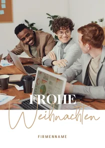 Foto-Weihnachtskarte modern schlicht Schrift in beige