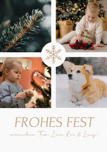 Foto-Weihnachtskarte Schneekristall 4 Fotos 'Frohes Fest'