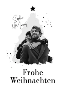 Foto-Weihnachtskarte Schwarz Weiss Tannenbaum