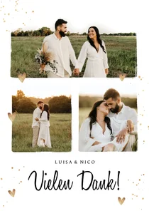 Fotocollage Dankeskarte Hochzeit mit 3 Fotos