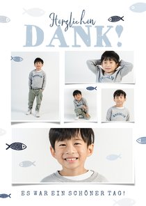 Fotocollage Dankeskarte Kommunion kleine Fische