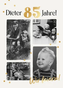 Fotocollage Einladungskarte zum 85. Geburtstag Vintage