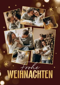 Fotocollage für 6 Fotos mit weihnachtlichen Lichtpunkten