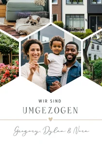 Fotocollage Karte Umzug Sechsecke