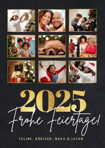 Fotocollage Weihnachtskarte Frohe Feiertage und Jahreszahl