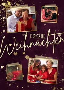 Fotocollage Weihnachtskarte mit Goldsprenkeln