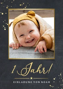 Fotokarte Einladung dunkelgrau '1 Jahr'