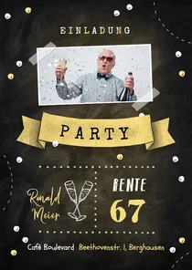 Fotokarte Einladung Kreidelook Renteneintritt Party