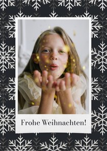 Fotokarte 'Frohe Weihnachten' Schneekristalle