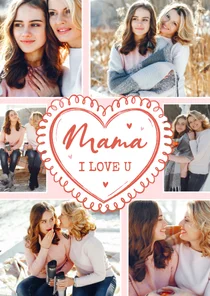 Fotokarte 'I love you Mama' mit 6 Fotos und Herz