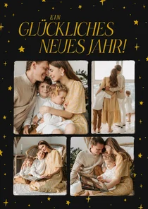 Fotokarte Neujahr mit Sternchen und Fotos