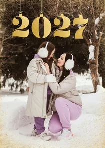 Fotokarte Neujahrsgrüße 2026 in Goldoptik