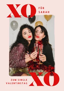 Fotokarte Valentinstag 'Single' XOXO