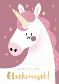 Fröhliche Geburtstagskarte mit Einhorn und Foto
