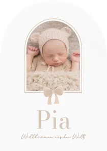 Geburtskarte Bogenform Foto Bogenfenster Schleife