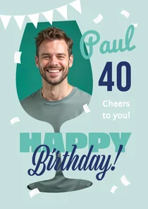 Geburtstag Glückwunschkarte 40 Foto in Weinglas
