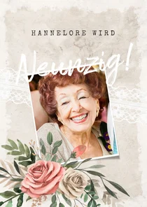 Geburtstagseinladung Foto & Rosen klassisch