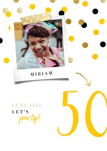 Geburtstagseinladung mit Foto und Konfetti