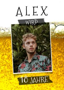 Geburtstagseinladung Porträt auf Bier