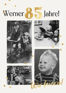 Geburtstagseinladung vintage Fotocollage 85. Geburtstag