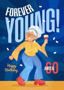 Geburtstagskarte 60 Jahre 'Forever Young' Disco