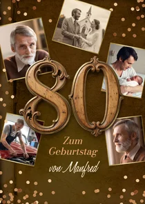 Geburtstagskarte 80. Geburtstag Fotocollage 5 Fotos